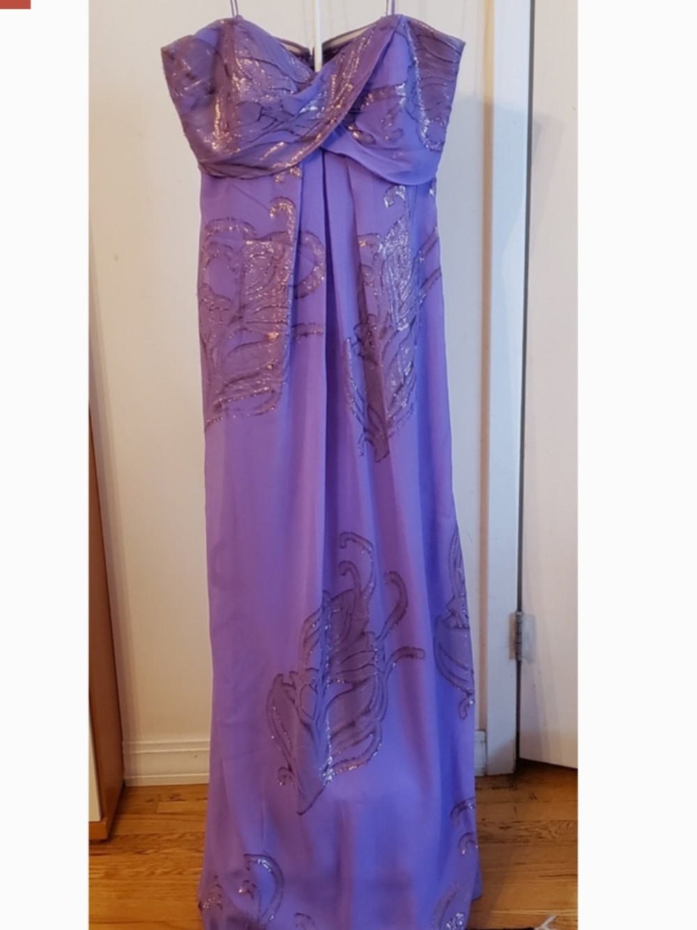 NICOLE MILLER Maxi Dress Gown Purple Metallic Prom - Picture 4 of 5